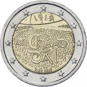 IRLANDA - 2019 - 2 € 100° del primo giorno di assemblea alla Mansion House - Sacchetto