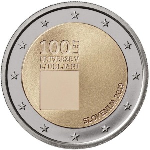 2019 2 Euro 100° dell Università di Lubiana Slovenia