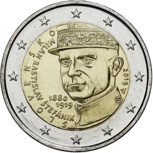 SLOVACCHIA - 2019 - 2 € 100° della morte di Milan Rastislav Štefánik - Rotolino