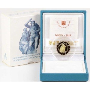 VATICANO - 2019 - 2 € 25° del restauro della Cappella Sistina - PROOF in cofanetto