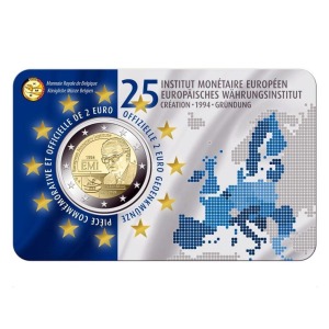 BELGIO - 2019 - 2 € 25° dell'Istituto Monetario Europeo - FDC in coin card (versione francese)