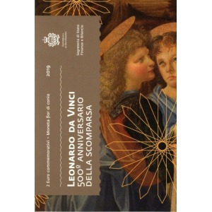 SAN MARINO - 2019 - 2 € 500° della morte di Leonardo da Vinci - FDC in folder