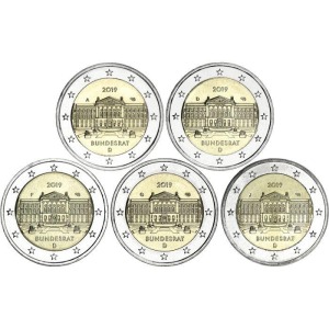 GERMANIA - 2019 - 2 € 70° del Bundesrat - 5 Zecche - FDC da rotolini