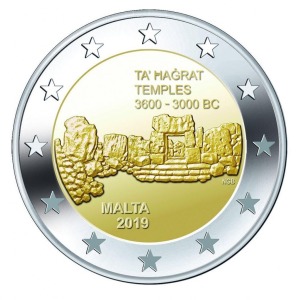 MALTA - 2019 - VARIETÀ 2 € Templi di Ta’ ?a?rat con lettera F - FDC da serie divisionale