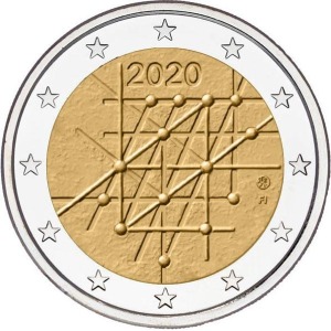 2020 2 Euro 100° dell Universita di Turku Finlandia