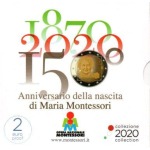 2020 2 Euro 150° della nascita di Maria Montessori PROOF in cofanetto Italia 2