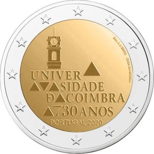 2020 2 Euro 730° dell Universita di Coimbra FDC da rotolino Portogallo