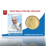 VATICANO - 2020 - Stamp&Coin Card N° 32-33-34-35: Pontificato MMXX con 50 c. - 4 x 1 moneta FDC