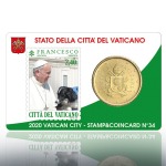 VATICANO - 2020 - Stamp&Coin Card N° 32-33-34-35: Pontificato MMXX con 50 c. - 4 x 1 moneta FDC