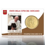 VATICANO - 2020 - Stamp&Coin Card N° 32-33-34-35: Pontificato MMXX con 50 c. - 4 x 1 moneta FDC