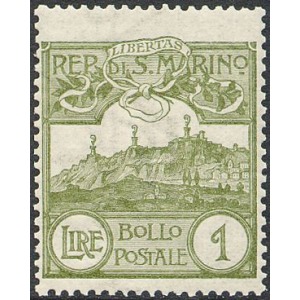 SAN MARINO - 1903 - Veduta 1 L. oliva - 1 v.