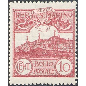 SAN MARINO - 1903 - Veduta 10 c. rosso bruno - 1 v.