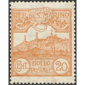 SAN MARINO - 1903 - Veduta 20 c. arancio - 1 v.