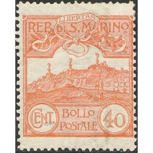 SAN MARINO - 1903 - Veduta 40 c. vermiglio - 1 v.