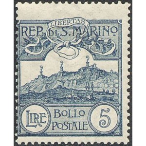 SAN MARINO - 1903 - Veduta 5 L. ardesia - 1 v.