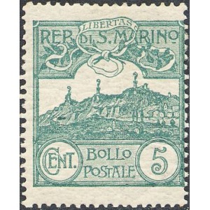 SAN MARINO - 1903 - Veduta 5 c. verde - 1 v.