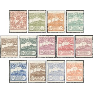 SAN MARINO - 1921 - Stemma e vedute nuovi colori - 13 v.