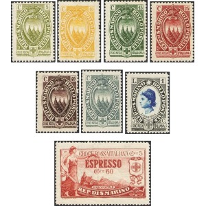 SAN MARINO - 1923 - Pro Croce Rossa Italiana + Espresso - 8 v.