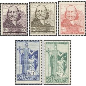 SAN MARINO - 1924 - 75° della ritirata di Giuseppe Garibaldi a San Marino - 5 v.
