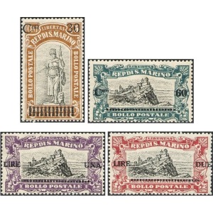 SAN MARINO - 1924 - Pro combattenti soprast. nuovi valori - 4 v.