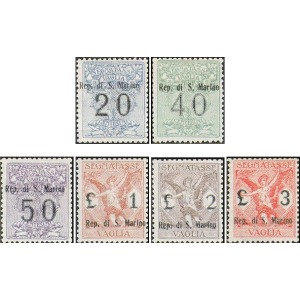 SAN MARINO - 1924 - Segnatasse Vaglia: bolli italiani soprast. Rep. di S. Marino - 6 v.