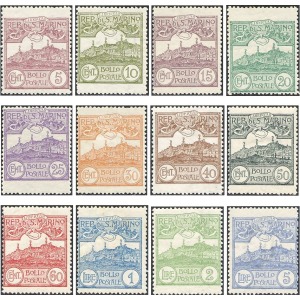 SAN MARINO - 1925 - Vedute nuovi colori - 12 v.