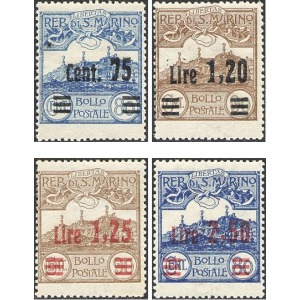 SAN MARINO - 1926 - Vedute soprast. nuovi valori - 4 v.