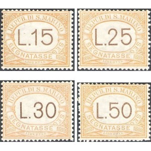 SAN MARINO - 1927 - Segnatasse: cifra alti valori con riquadro arancio - 4 v.