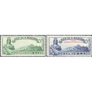SAN MARINO - 1929 - Espresso: Statua della Libertà e veduta - 2 v.
