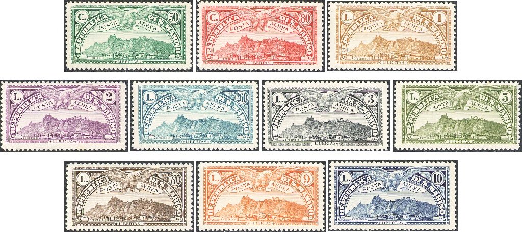 1931 Posta Aerea veduta 10 v. San Marino SAN MARINO - 1931 - Posta Aerea: veduta - 10 v.
