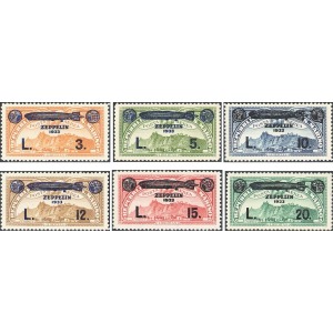 SAN MARINO - 1933 - Posta Aerea: crociera del dirigibile Graf Zeppelin soprast. - 7 v.
