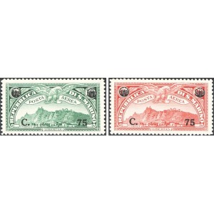 SAN MARINO - 1936 - Posta Aerea: soprast. 75 c. su 50 c. e 80 c. - 2 v.