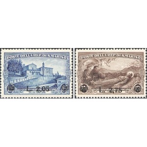 SAN MARINO - 1936 - San Francesco D'Assisi soprast. nuovi valori - 2 v.
