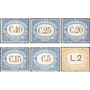 SAN MARINO - 1939 - Segnatasse: cifra tipo del 1897 con caratteri modificati - 6 v.