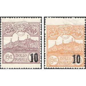 SAN MARINO - 1941 - Vedute soprast. 10 su 15 c. e 30 c. - 2 v.