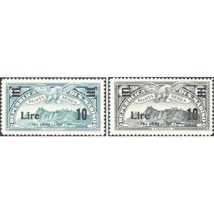 SAN MARINO - 1942 - Posta Aerea: soprast. 10 L. su 2,60 L. e 3 L. - 2 v.