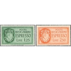 SAN MARINO - 1943 - Espressi: stemma - 2 v.