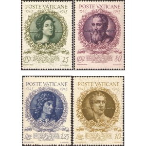 VATICANO - 1944 - 400° della Pontifica Accademia dei Virtuosi al Pantheon - 4 v.