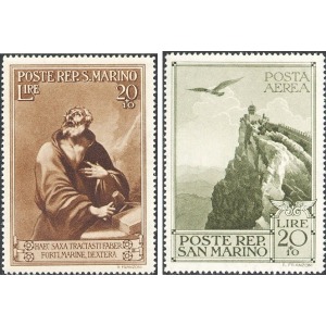 SAN MARINO - 1944 - Pro case popolari + Posta Aerea - 2 v. da BF
