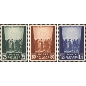 VATICANO - 1944 - Pro prigionieri II serie millesimo MCMXLIII - 3 v.