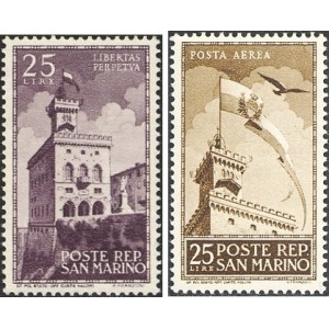 SAN MARINO - 1945 - 50° del Palazzo del Governo + Posta Aerea - 2 v.