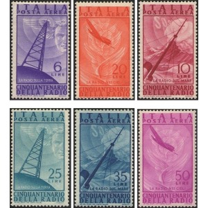 ITALIA - 1947 - Posta Aerea: 50° dell'invenzione della Radio - 6 v.