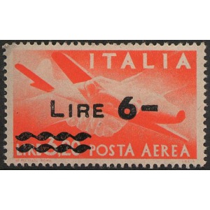 ITALIA - 1947 - Posta Aerea: nuovo valore soprast. 6 L. su 3,20 L.- 1 v.