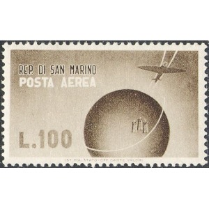 SAN MARINO - 1947 - Posta Aerea: valore complementare L. 100 alla serie A50/A59 - 1 v.