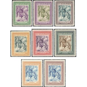 SAN MARINO - 1947 - Ricostruzione (Alberoniana) + Posta Aerea - 8 v.