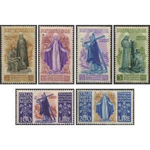 ITALIA - 1948 - 600° della nascita di Santa Caterina + Posta Aerea - 6 v.
