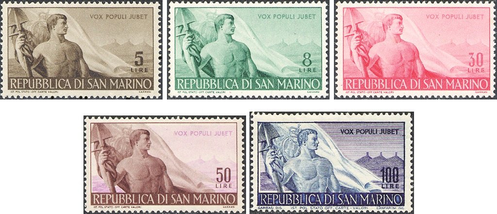 1948 Lavoro 5 v. San Marino SAN MARINO - 1948 - Lavoro - 5 v.