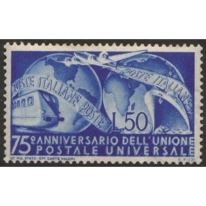 ITALIA - 1949 - 75° dell'Unione Postale Universale - 1 v.