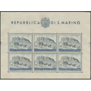 SAN MARINO - 1949 - 75° dell'Unione Postale Universale 100 L. - 1 BF