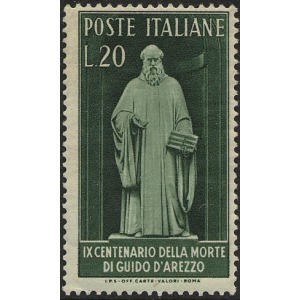 ITALIA - 1950 - 900° della morte di Guido D'Arezzo - 1 v.